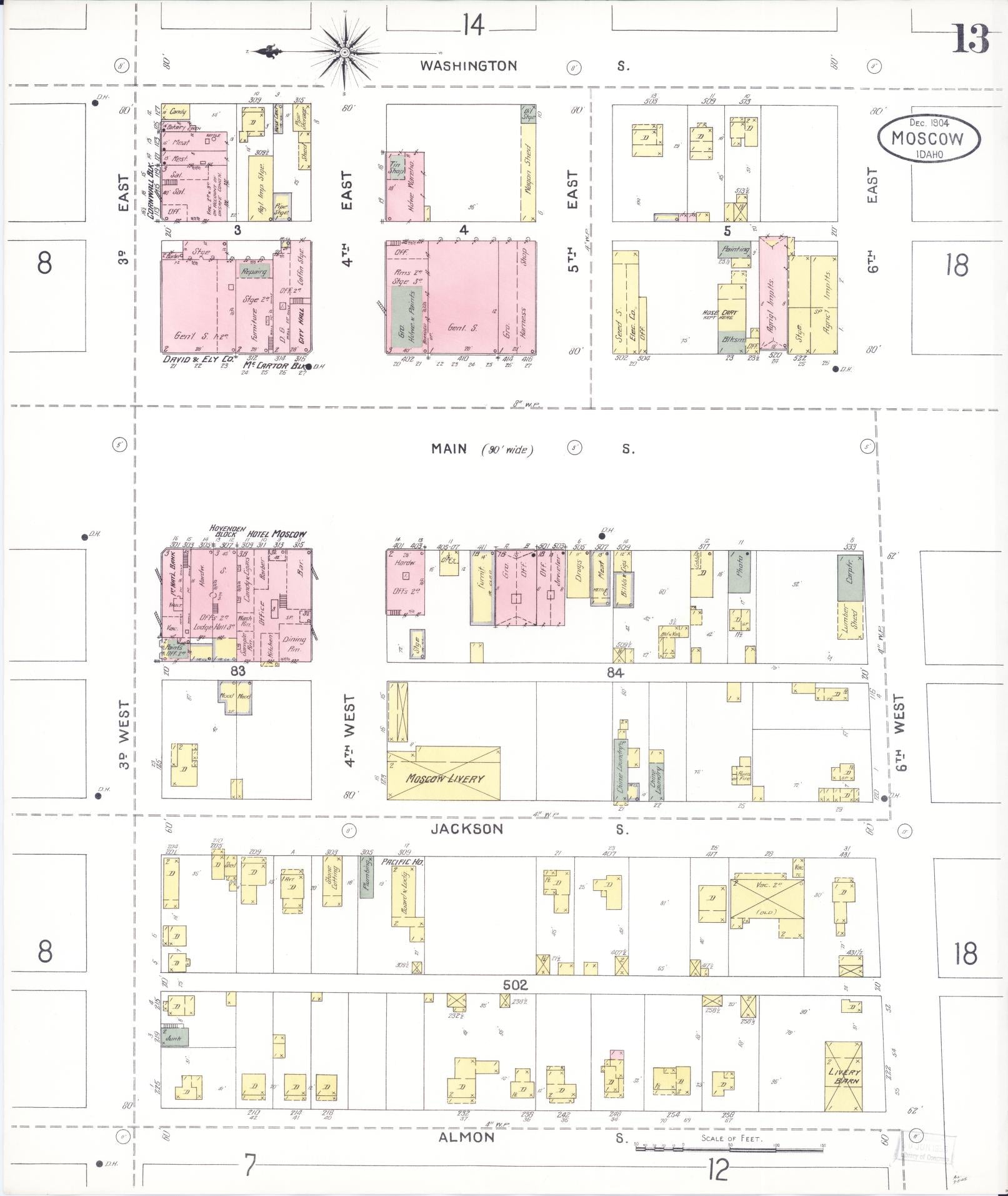 Sanborn Fire Insurance Map from Moscow, Latah County, Idaho (1904), Sheet #0013 - Complete Map Set gallery image, historic Sanborn map, vintage wall art, Idaho Idaho