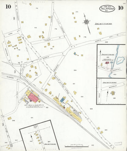 Sanborn Fire Insurance Map from Tallapoosa, Haralson County, Georgia (1923), Sheet #0010 - Complete Map Set gallery image, historic Sanborn map, vintage wall art, Georgia Georgia