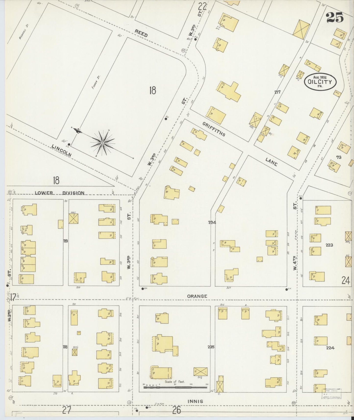 Sanborn Fire Insurance Map from Oil City, Venango County, Pennsylvania (1906), Sheet #0025 - Complete Map Set gallery image, historic Sanborn map, vintage wall art, Pennsylvania Pennsylvania
