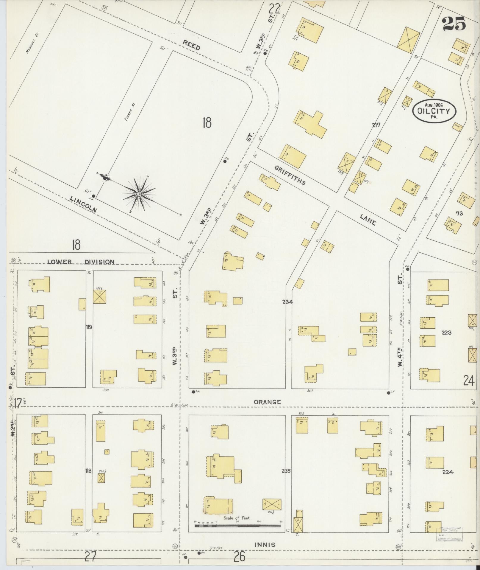 Sanborn Fire Insurance Map from Oil City, Venango County, Pennsylvania (1906), Sheet #0025 - Complete Map Set gallery image, historic Sanborn map, vintage wall art, Pennsylvania Pennsylvania