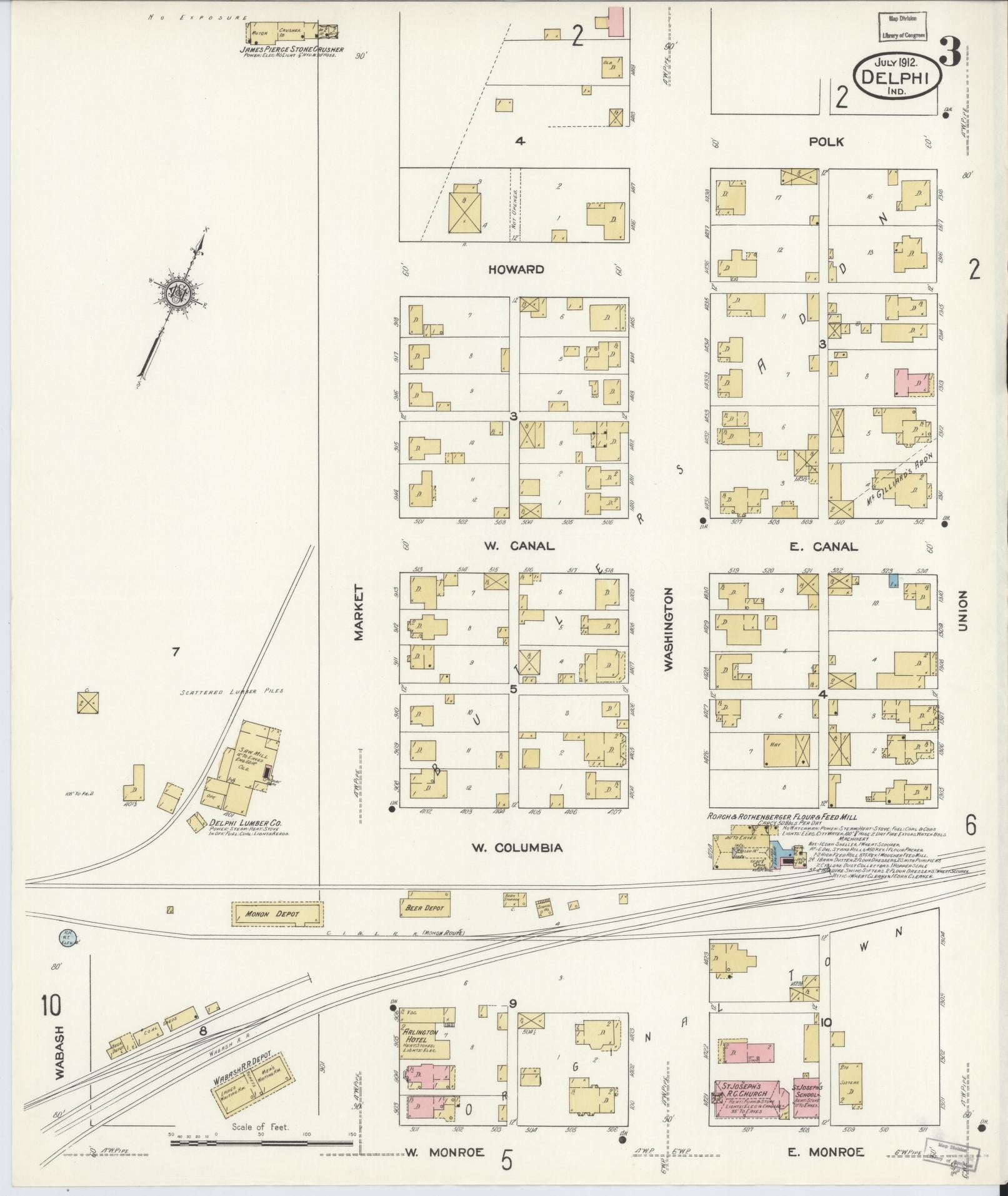 Sanborn Fire Insurance Map from Delphi, Carroll County, Indiana (1912), Sheet #0003 - Complete Map Set gallery image, historic Sanborn map, vintage wall art, Indiana Indiana