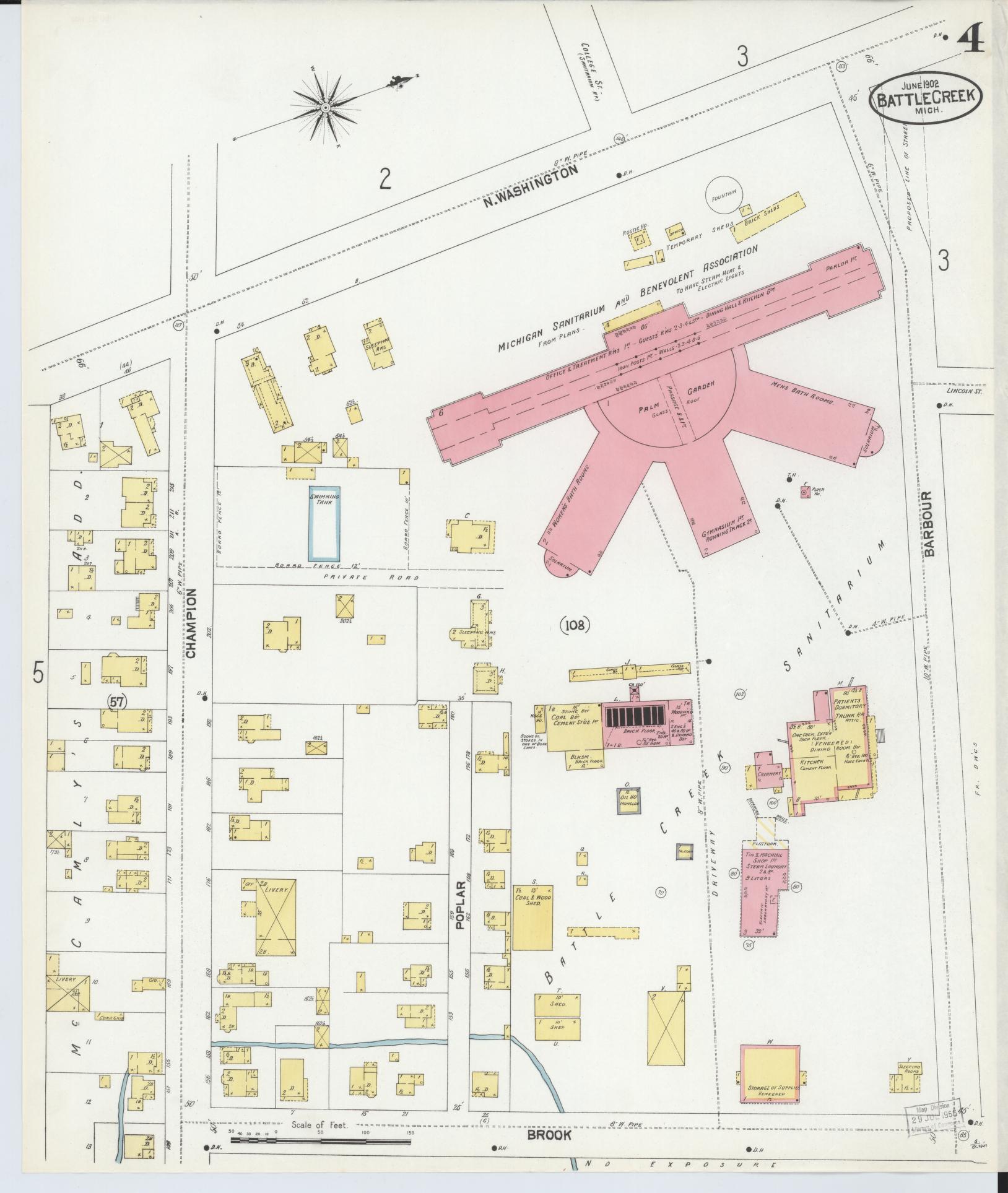 Sanborn Fire Insurance Map from Battle Creek, Calhoun County, Michigan (1902), Sheet #0004 - Complete Map Set gallery image, historic Sanborn map, vintage wall art, Michigan Michigan
