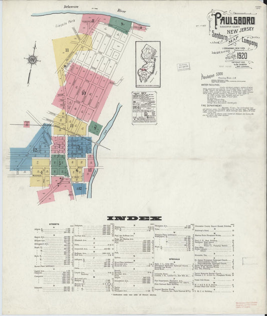 Sanborn Fire Insurance Map from Paulsboro, Gloucester County, New Jersey. (1920) – Historic Sanborn Fire Insurance Map Print