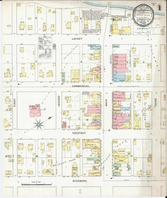 Sanborn Fire Insurance Map from La Porte City, Black Hawk County, Iowa (1895), Sheet #0001 - Historic Sanborn Fire Insurance Map Print, vintage old map wall art