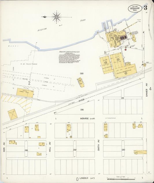 Sanborn Fire Insurance Map from Hoquiam, Grays Harbor County, Washington (1907), Sheet #0003 - Historic Sanborn Fire Insurance Map Print, vintage old map wall art, antique decor, genealogy gift, Washington Washington map