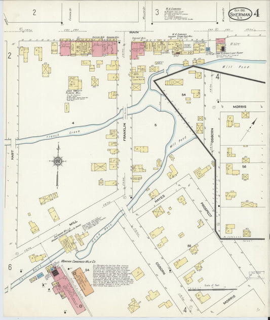Sanborn Fire Insurance Map from Sherman, Chautauqua County, New York (1912), Sheet #0004 - Historic Sanborn Fire Insurance Map Print, vintage old map wall art, antique decor, genealogy gift, New York New York map