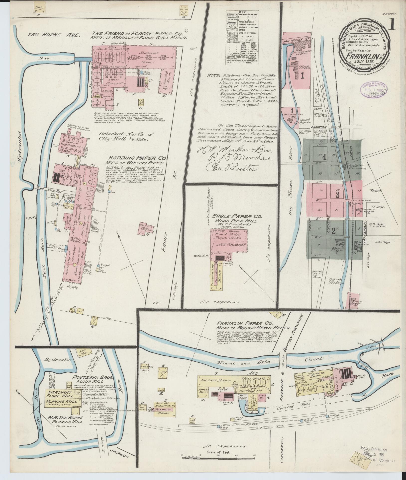 Sanborn Fire Insurance Map from Franklin, Warren County, Ohio (1885), Sheet #0001 - Complete Map Set gallery image, historic Sanborn map, vintage wall art, Ohio Ohio