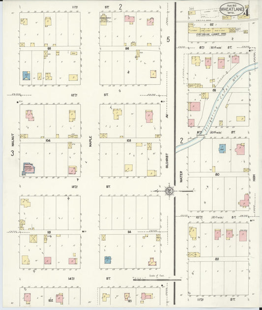 Sanborn Fire Insurance Map from Wheatland, Platte County, Wyoming (1912), Sheet #0004 - Historic Sanborn Fire Insurance Map Print, vintage old map wall art, antique decor, genealogy gift, Wyoming Wyoming map