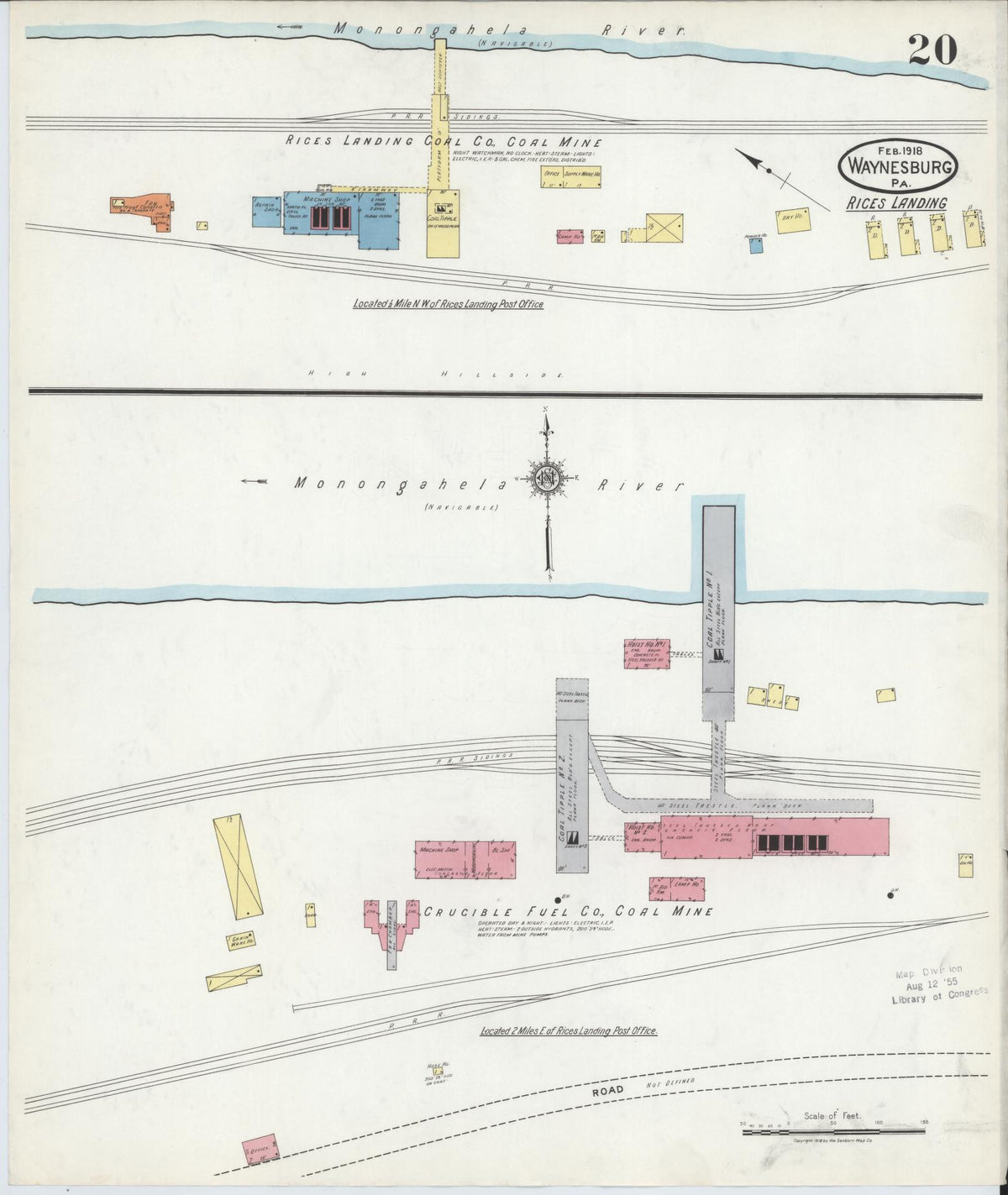 Sanborn Fire Insurance Map from Waynesburg, Greene County, Pennsylvania (1918), Sheet #0020 - Historic Sanborn Fire Insurance Map Print, vintage old map wall art, antique decor, genealogy gift, Pennsylvania Pennsylvania map