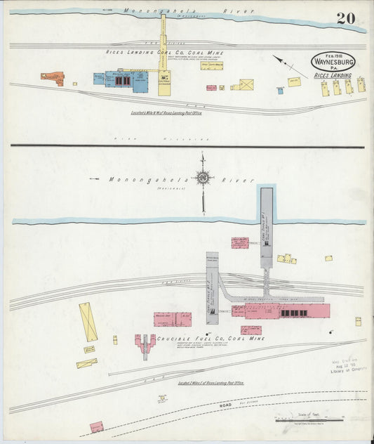 Sanborn Fire Insurance Map from Waynesburg, Greene County, Pennsylvania (1918), Sheet #0020 - Historic Sanborn Fire Insurance Map Print, vintage old map wall art, antique decor, genealogy gift, Pennsylvania Pennsylvania map