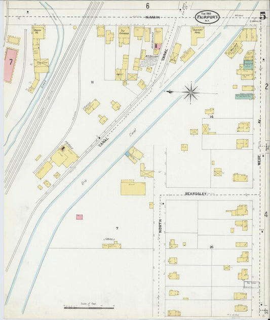 Sanborn Fire Insurance Map from Fairport, Monroe County, New York (1905), Sheet #0005 - Historic Sanborn Fire Insurance Map Print, vintage old map wall art, antique decor, genealogy gift, New York New York map