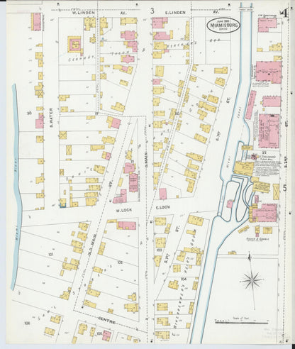Sanborn Fire Insurance Map from Miamisburg, Montgomery County, Ohio (1905), Sheet #0004 - Historic Sanborn Fire Insurance Map Print, vintage old map wall art, antique decor, genealogy gift, Ohio Ohio map