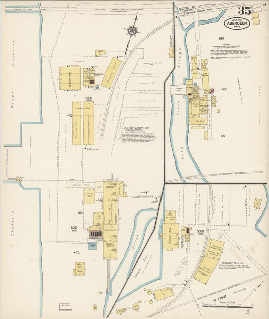 Sanborn Fire Insurance Map from Aberdeen, Grays Harbor County, Washington (1914), Sheet #0035 - Historic Sanborn Fire Insurance Map Print, vintage old map wall art, antique decor, genealogy gift, Washington Washington map