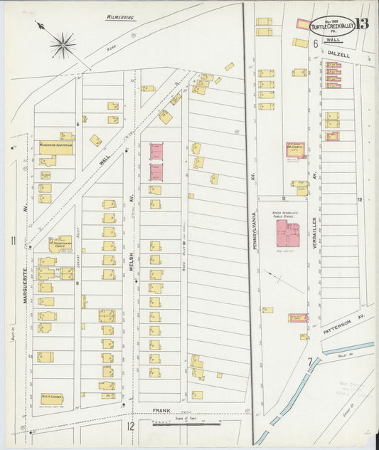 Sanborn Fire Insurance Map from Turtle Creek Valley, Allegheny County, Pennsylvania (1906), Sheet #0013 - Historic Sanborn Fire Insurance Map Print, vintage old map wall art, antique decor, genealogy gift, Pennsylvania Pennsylvania map