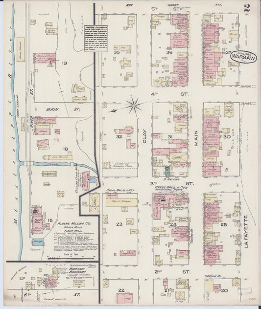 Sanborn Fire Insurance Map from Warsaw, Hancock County, Illinois (1885), Sheet #0002 - Historic Sanborn Fire Insurance Map Print, vintage old map wall art, antique decor, genealogy gift, Illinois Illinois map