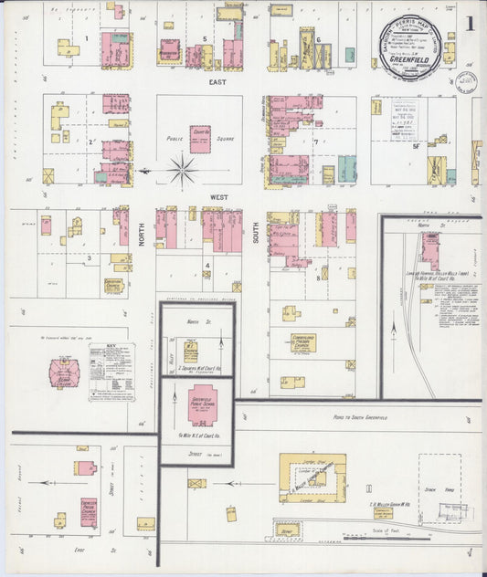 Sanborn Fire Insurance Map from Greenfield, Dade County, Missouri (1900), Sheet #0001 - Complete Map Set gallery image, historic Sanborn map, vintage wall art, Missouri Missouri