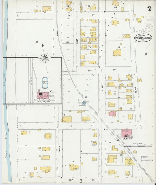Sanborn Fire Insurance Map from Point Pleasant, Mason County, West Virginia (1900), Sheet #0002 - Historic Sanborn Fire Insurance Map Print, vintage old map wall art, antique decor, genealogy gift, West Virginia West Virginia map