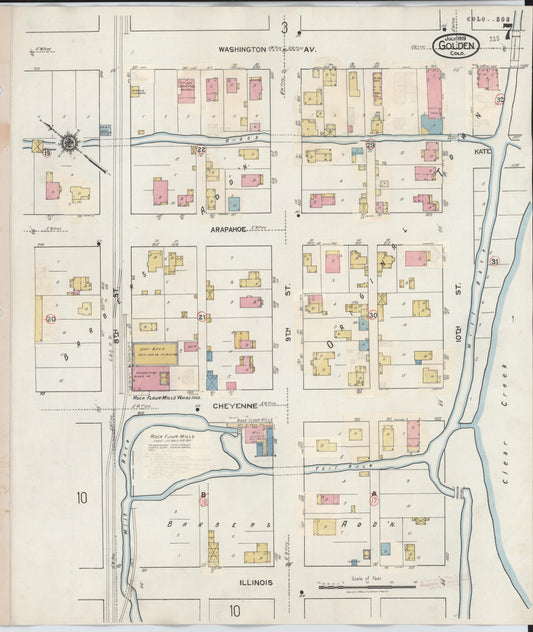 Sanborn Fire Insurance Map from Golden, Jefferson County, Colorado (1938), Sheet #0007 - Historic Sanborn Fire Insurance Map Print, vintage old map wall art, antique decor, genealogy gift, Colorado Colorado map