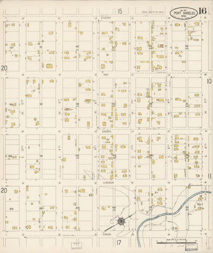Sanborn Fire Insurance Map from Port Angeles, Clallam County, Washington (1917), Sheet #0016 - Complete Map Set gallery image, historic Sanborn map, vintage wall art, Washington Washington