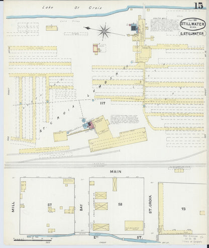 Sanborn Fire Insurance Map from Stillwater, Washington County, Minnesota (1891), Sheet #0015 - Historic Sanborn Fire Insurance Map Print, vintage old map wall art, antique decor, genealogy gift, Minnesota Minnesota map