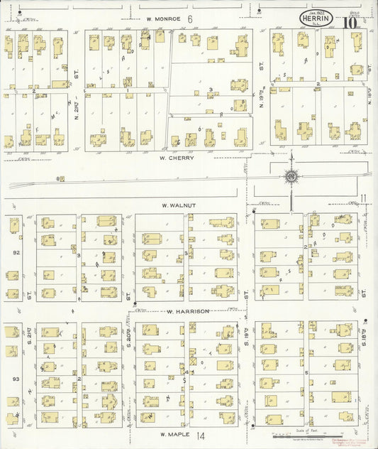 Sanborn Fire Insurance Map from Herrin, Williamson County, Illinois (1922), Sheet #0010 - Historic Sanborn Fire Insurance Map Print, vintage old map wall art, antique decor, genealogy gift, Illinois Illinois map