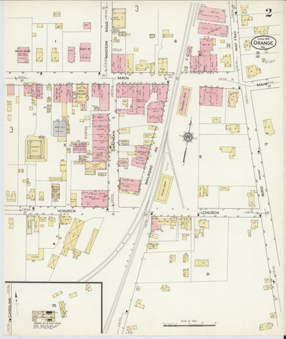 Sanborn Fire Insurance Map from Orange, Orange County, Virginia (1915), Sheet #0002 - Complete Map Set gallery image, historic Sanborn map, vintage wall art, Virginia Virginia
