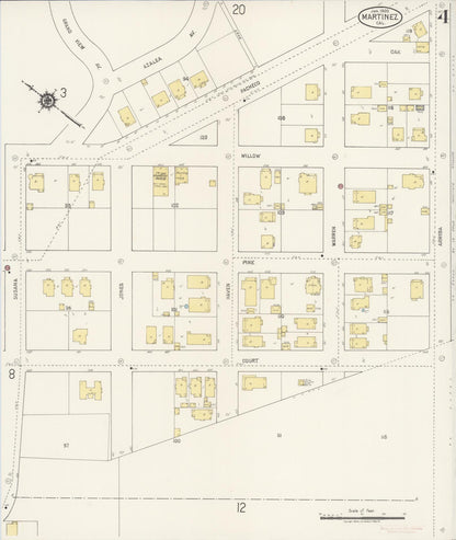 Sanborn Fire Insurance Map from Martinez, Contra Costa County, California (1920), Sheet #0004 - Complete Map Set gallery image, historic Sanborn map, vintage wall art, California California