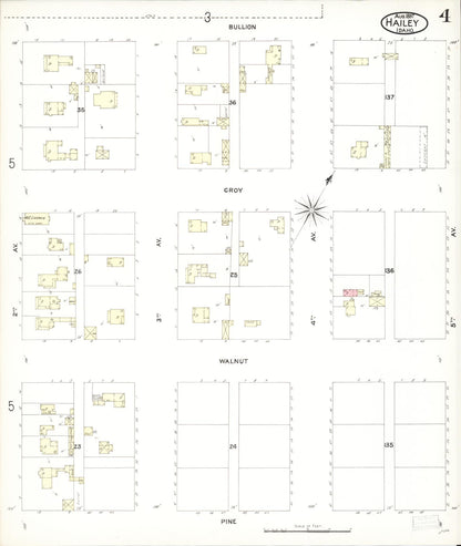 Sanborn Fire Insurance Map from Hailey, Blaine County, Idaho (1897), Sheet #0004 - Complete Map Set gallery image, historic Sanborn map, vintage wall art, Idaho Idaho