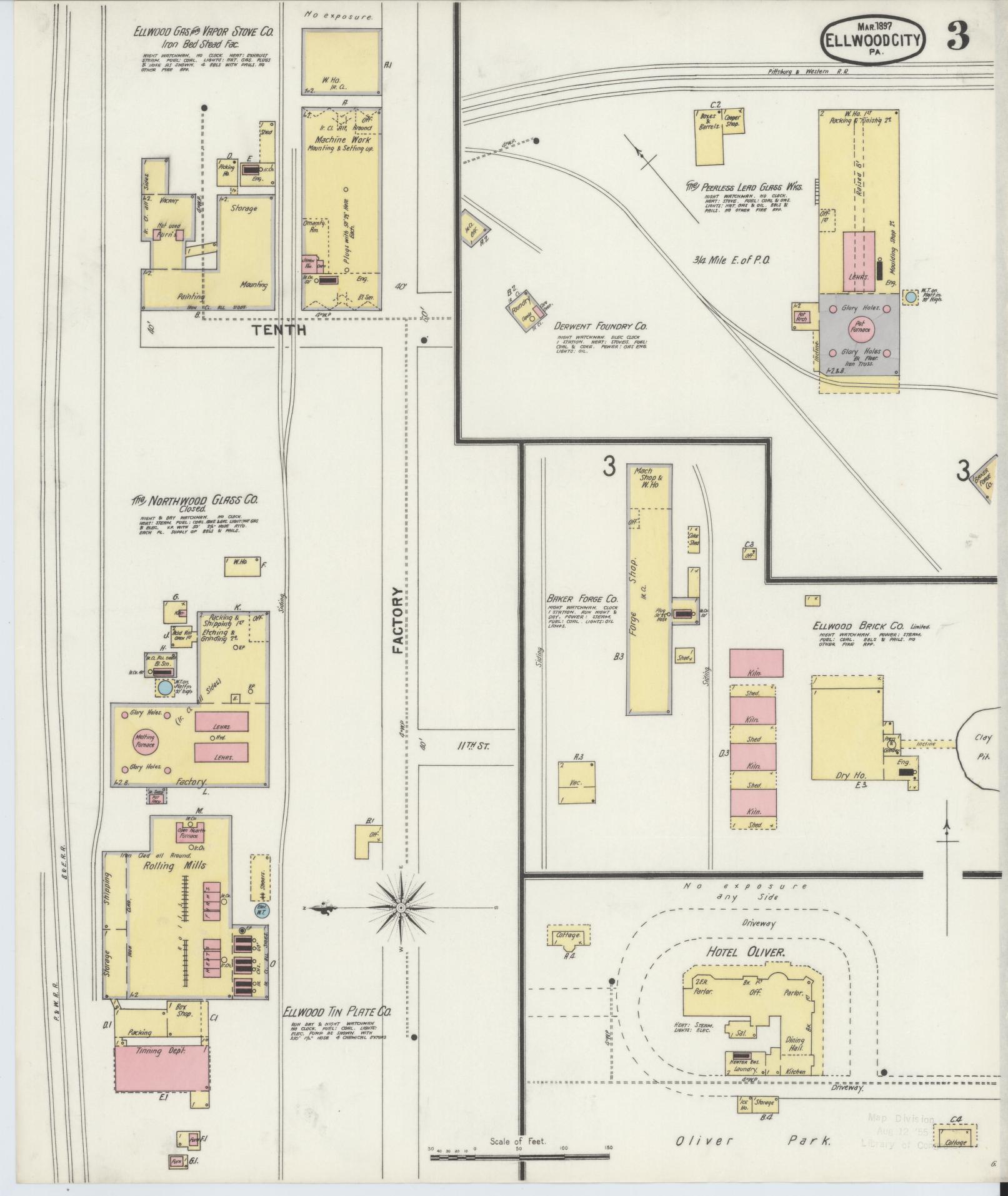 Sanborn Fire Insurance Map from Ellwood City, Lawrence County, Pennsylvania (1897), Sheet #0003 - Historic Sanborn Fire Insurance Map Print, vintage old map wall art, antique decor, genealogy gift, Pennsylvania Pennsylvania map