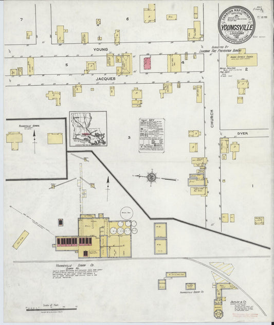 Sanborn Fire Insurance Map from Youngsville, Lafayette Parish, Louisiana. (1921) – Historic Sanborn Fire Insurance Map Print
