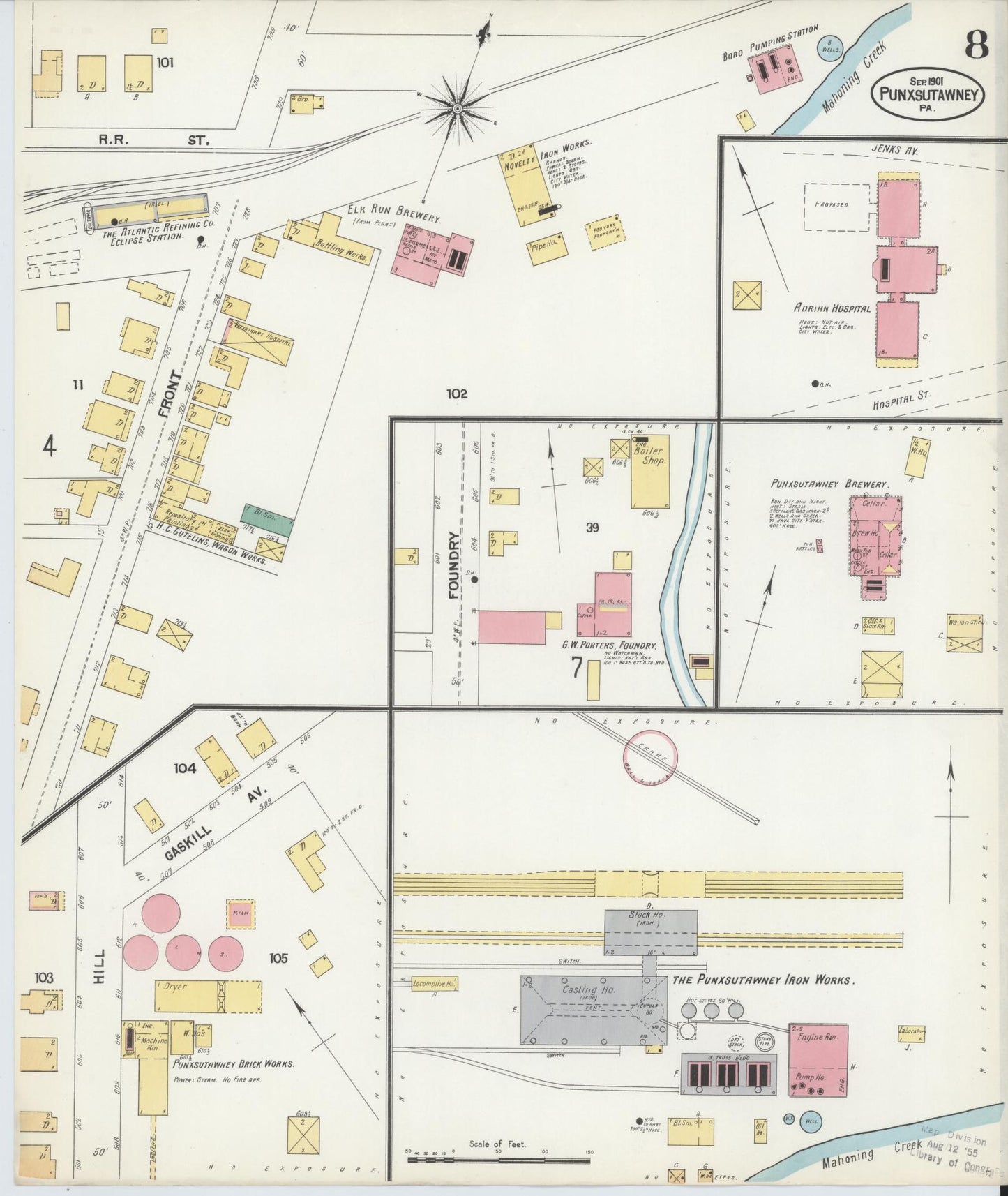 Sanborn Fire Insurance Map from Punxsutawney, Jefferson County, Pennsylvania (1901), Sheet #0008 - Complete Map Set gallery image, historic Sanborn map, vintage wall art, Pennsylvania Pennsylvania