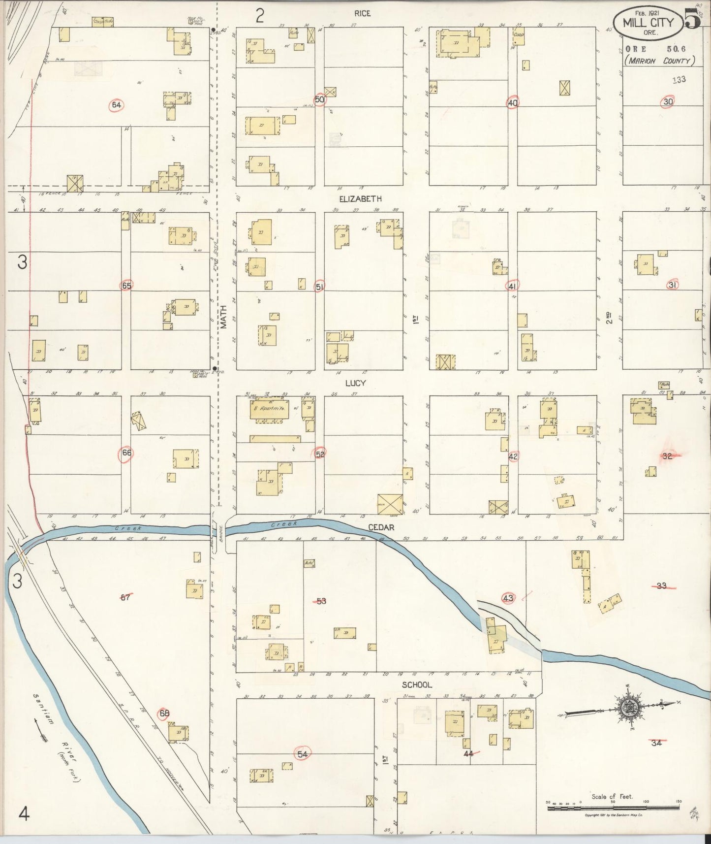 Sanborn Fire Insurance Map from Mill City, Linn And Marion Counties, Oregon (1931), Sheet #0005 - Complete Map Set gallery image, historic Sanborn map, vintage wall art, Oregon Oregon