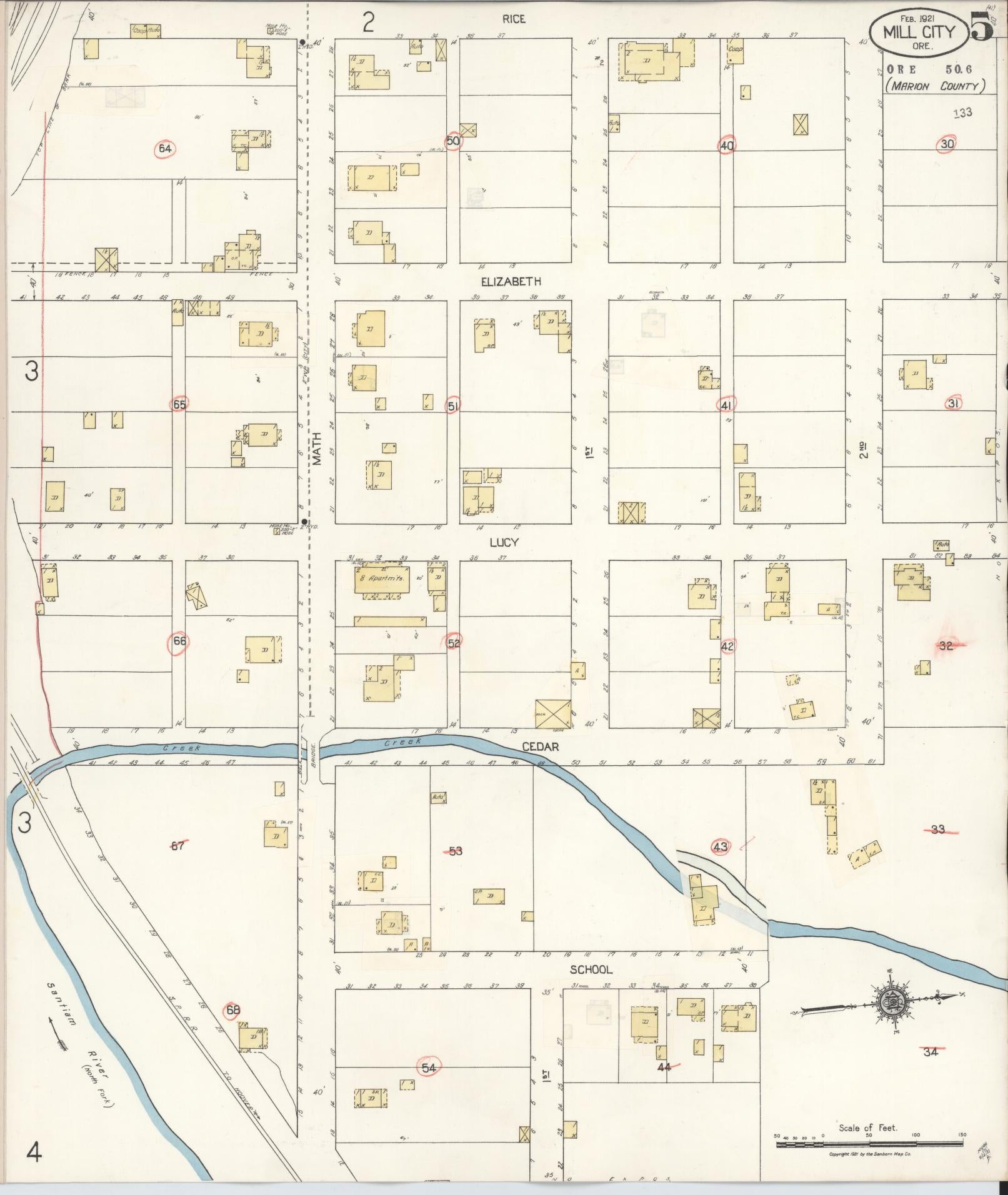Sanborn Fire Insurance Map from Mill City, Linn And Marion Counties, Oregon (1931), Sheet #0005 - Complete Map Set gallery image, historic Sanborn map, vintage wall art, Oregon Oregon