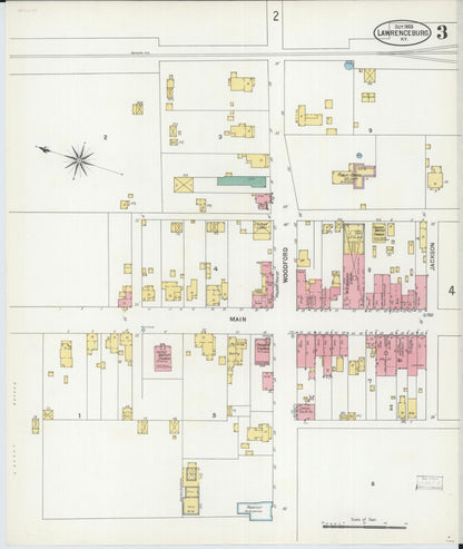Sanborn Fire Insurance Map from Lawrenceburg, Anderson County, Kentucky (1903), Sheet #0003 - Complete Map Set gallery image, historic Sanborn map, vintage wall art, Kentucky Kentucky