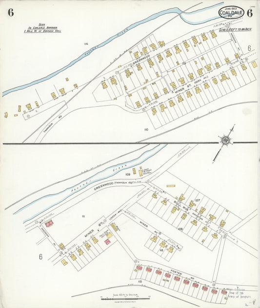 Sanborn Fire Insurance Map from Coaldale, Schuylkill County, Pennsylvania (1923), Sheet #0006 - Historic Sanborn Fire Insurance Map Print, vintage old map wall art, antique decor, genealogy gift, Pennsylvania Pennsylvania map
