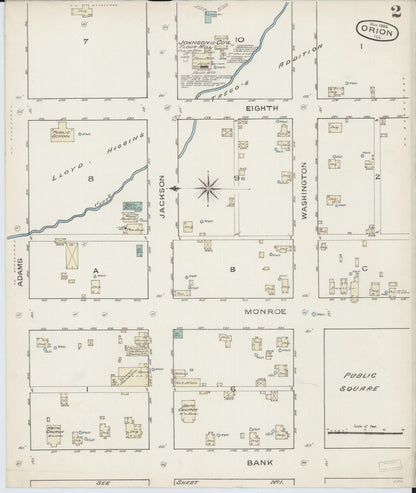 Sanborn Fire Insurance Map from Orion, Henry County, Illinois (1886), Sheet #0002 - Complete Map Set gallery image, historic Sanborn map, vintage wall art, Illinois Illinois