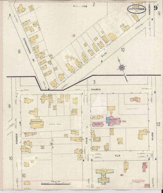 Sanborn Fire Insurance Map from Cooperstown, Otsego County, New York (1949), Sheet #0009 - Historic Sanborn Fire Insurance Map Print, vintage old map wall art, antique decor, genealogy gift, New York New York map