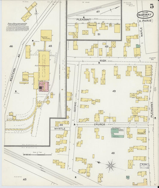 Sanborn Fire Insurance Map from Norway, Oxford County, Maine (1892), Sheet #0005 - Historic Sanborn Fire Insurance Map Print, vintage old map wall art, antique decor, genealogy gift, Maine Maine map