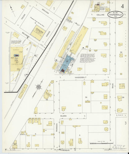 Sanborn Fire Insurance Map from Stephenville, Erath County, Texas (1912), Sheet #0004 - Complete Map Set gallery image, historic Sanborn map, vintage wall art, Texas Texas