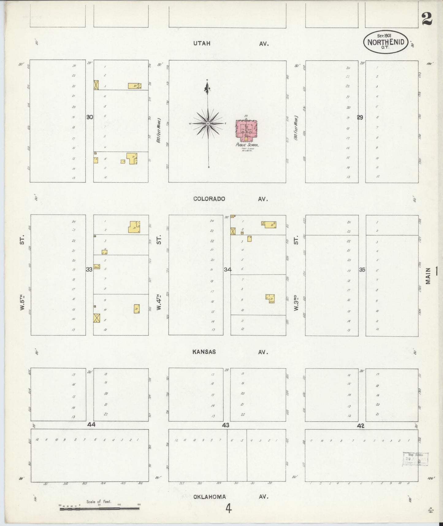 Sanborn Fire Insurance Map from North Enid, Garfield County, Oklahoma (1901), Sheet #0002 - Complete Map Set gallery image, historic Sanborn map, vintage wall art, Oklahoma Oklahoma