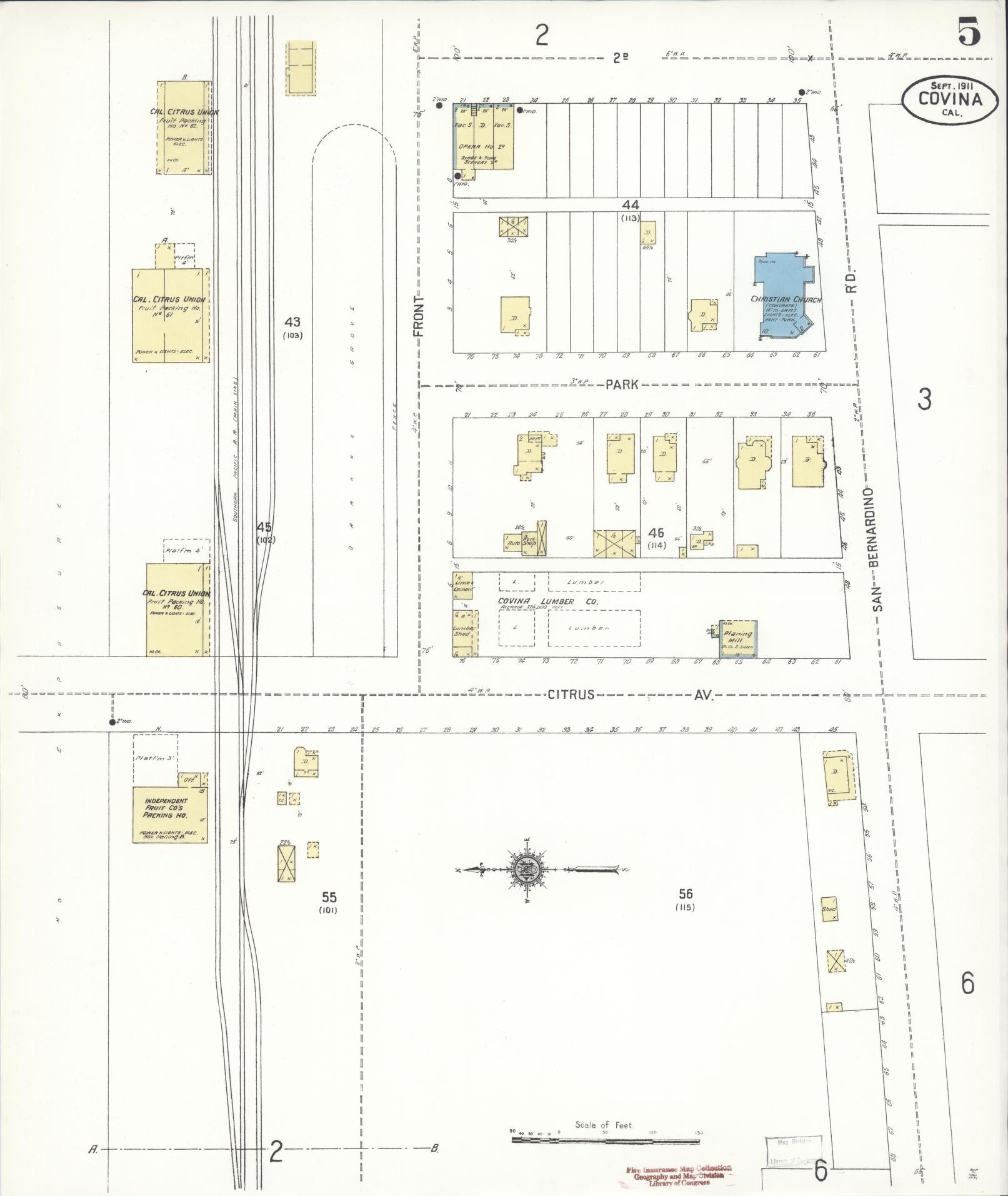 Sanborn Fire Insurance Map from Covina, Los Angeles County, California (1911), Sheet #0005 - Historic Sanborn Fire Insurance Map Print, vintage old map wall art, antique decor, genealogy gift, California California map