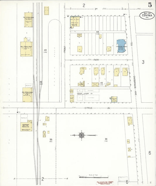 Sanborn Fire Insurance Map from Covina, Los Angeles County, California (1911), Sheet #0005 - Historic Sanborn Fire Insurance Map Print, vintage old map wall art, antique decor, genealogy gift, California California map