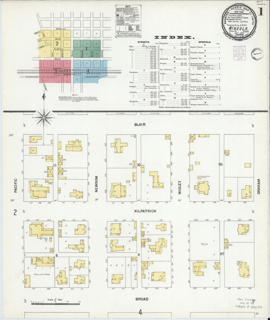Sanborn Fire Insurance Map from Mineola, Wood County, Texas (1901), Sheet #0001 - Historic Sanborn Fire Insurance Map Print, vintage old map wall art, antique decor, genealogy gift, Texas Texas map