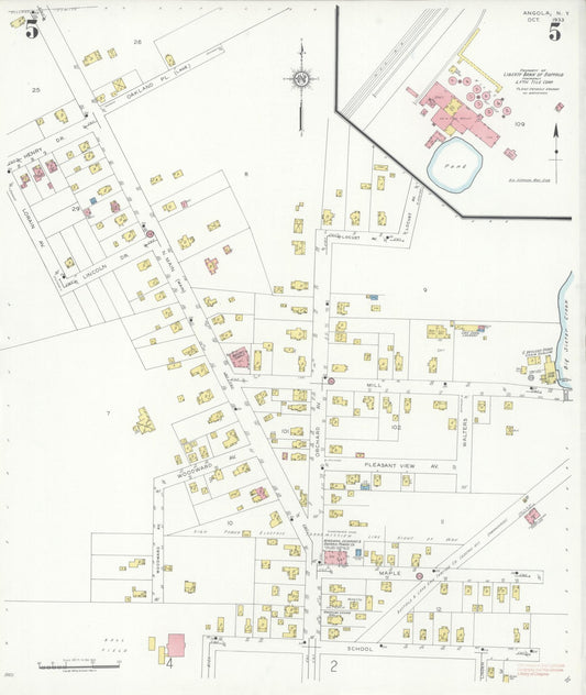 Sanborn Fire Insurance Map from Angola, Erie County, New York (1933), Sheet #0005 - Historic Sanborn Fire Insurance Map Print, vintage old map wall art, antique decor, genealogy gift, New York New York map