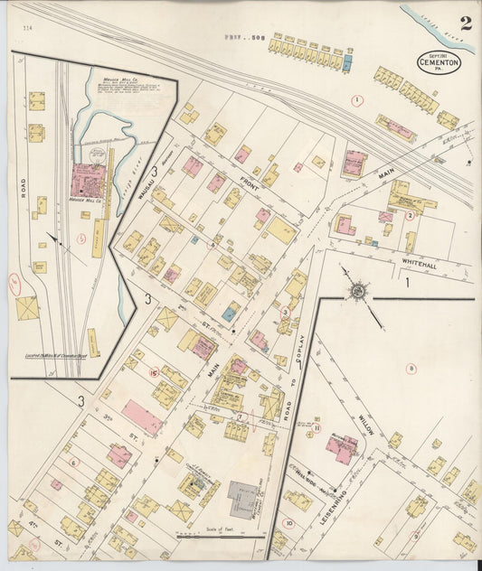 Sanborn Fire Insurance Map from Cementon, Lehigh County, Pennsylvania (1924), Sheet #0002 - Historic Sanborn Fire Insurance Map Print, vintage old map wall art, antique decor, genealogy gift, Pennsylvania Pennsylvania map