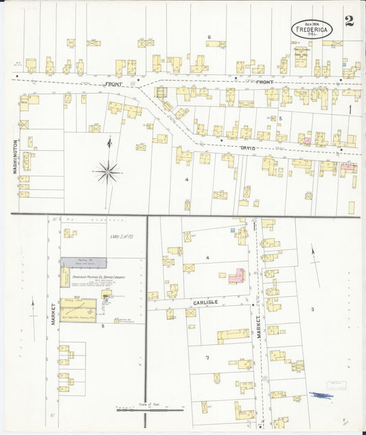 Sanborn Fire Insurance Map from Frederica, Kent County, Delaware (1904), Sheet #0002 - Historic Sanborn Fire Insurance Map Print, vintage old map wall art, antique decor, genealogy gift, Delaware Delaware map