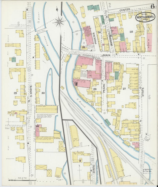 Sanborn Fire Insurance Map from North Adams, Berkshire County, Massachusetts (1892), Sheet #0006 - Historic Sanborn Fire Insurance Map Print, vintage old map wall art, antique decor, genealogy gift, Massachusetts Massachusetts map
