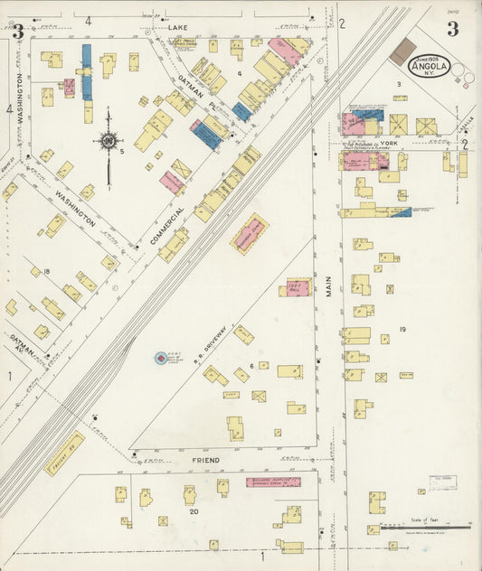 Sanborn Fire Insurance Map from Angola, Erie County, New York (1924), Sheet #0003 - Historic Sanborn Fire Insurance Map Print, vintage old map wall art, antique decor, genealogy gift, New York New York map