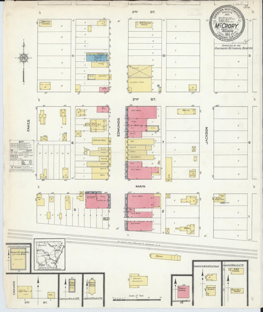 Sanborn Fire Insurance Map from McCrory, Woodruff County, Arkansas (1913), Sheet #0001 - Historic Sanborn Fire Insurance Map Print, vintage old map wall art, antique decor, genealogy gift, Arkansas Arkansas map
