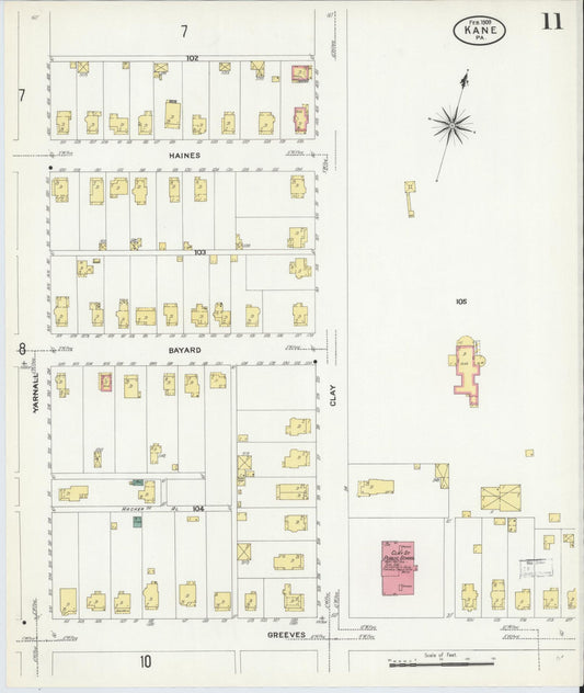 Sanborn Fire Insurance Map from Kane, McKean County, Pennsylvania (1909), Sheet #0011 - Historic Sanborn Fire Insurance Map Print, vintage old map wall art, antique decor, genealogy gift, Pennsylvania Pennsylvania map